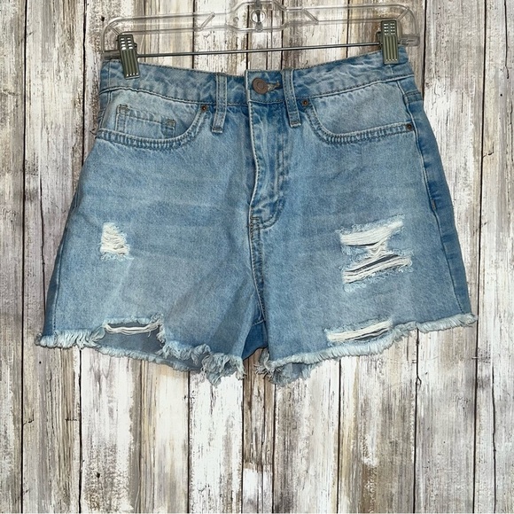 YMI Pants - NWT YMI One Button High Rise Distressed Shorts